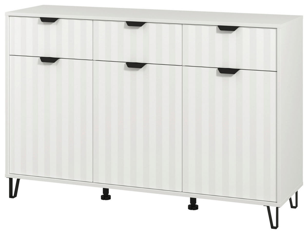 TÁLALÓSZEKRÉNY 138/90,5/40 cm  - fekete/fehér, Basics, faalapú anyag/fém (138/90,5/40cm) - Xora
