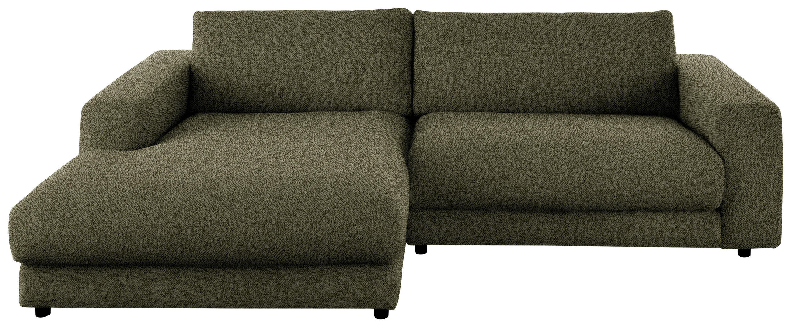 ECKSOFA in Flachgewebe Olivgrün  - Schwarz/Olivgrün, Design, Kunststoff/Textil (190/270cm) - Lomoco