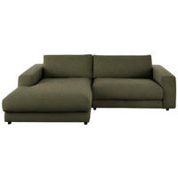 ECKSOFA in Flachgewebe Olivgrün  - Schwarz/Olivgrün, Design, Kunststoff/Textil (190/270cm) - Lomoco