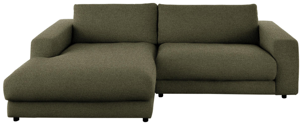 ECKSOFA in Flachgewebe Olivgrün  - Schwarz/Olivgrün, Design, Kunststoff/Textil (190/270cm) - Lomoco