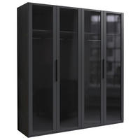 DREHTÜRENSCHRANK 200/216/58 cm,  in Graphitfarben, 4 Tür(en)  - Schwarz/Graphitfarben, Design, Glas/Holzwerkstoff (200/216/58cm) - Hom`in