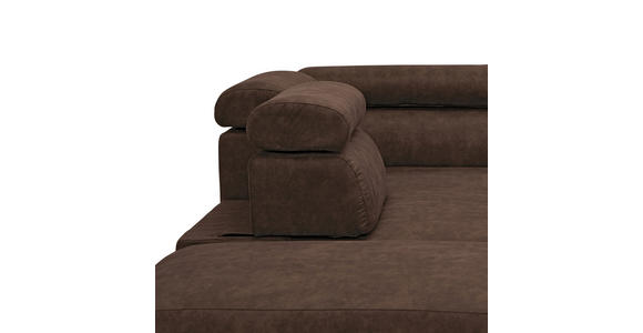 ECKSOFA Dunkelbraun Lederlook  - Dunkelbraun/Schwarz, Design, Kunststoff/Textil (230/263cm) - Hom`in