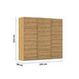 SCHWEBETÜRENSCHRANK 242/223/68 cm 3-türig Eichefarben  - Eichefarben, Design, Holzwerkstoff/Kunststoff (242/223/68cm) - Novel