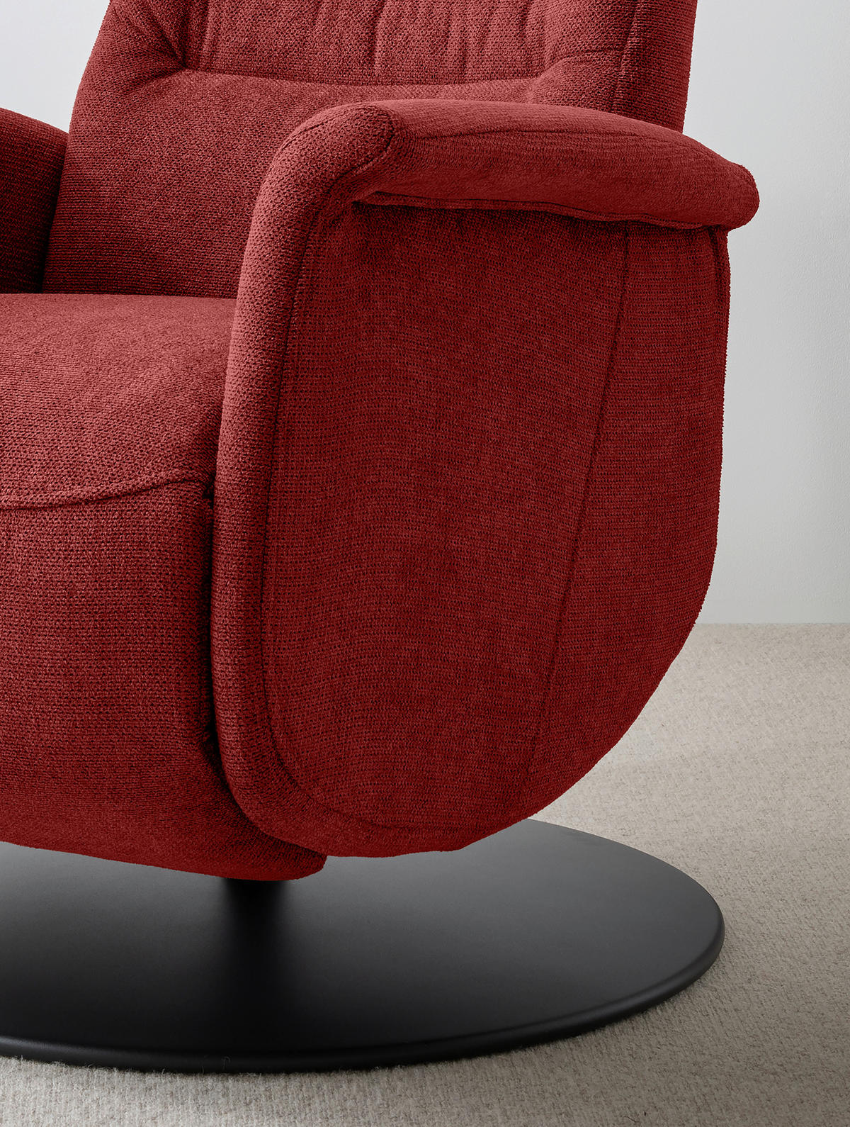 RELAXSESSEL LATINA Chenille Kopfteilverstellung, Fußteilverstellung, Rücken echt    - Rot/Schwarz, MODERN, Textil/Metall (72/118/85-165cm) - Livetastic