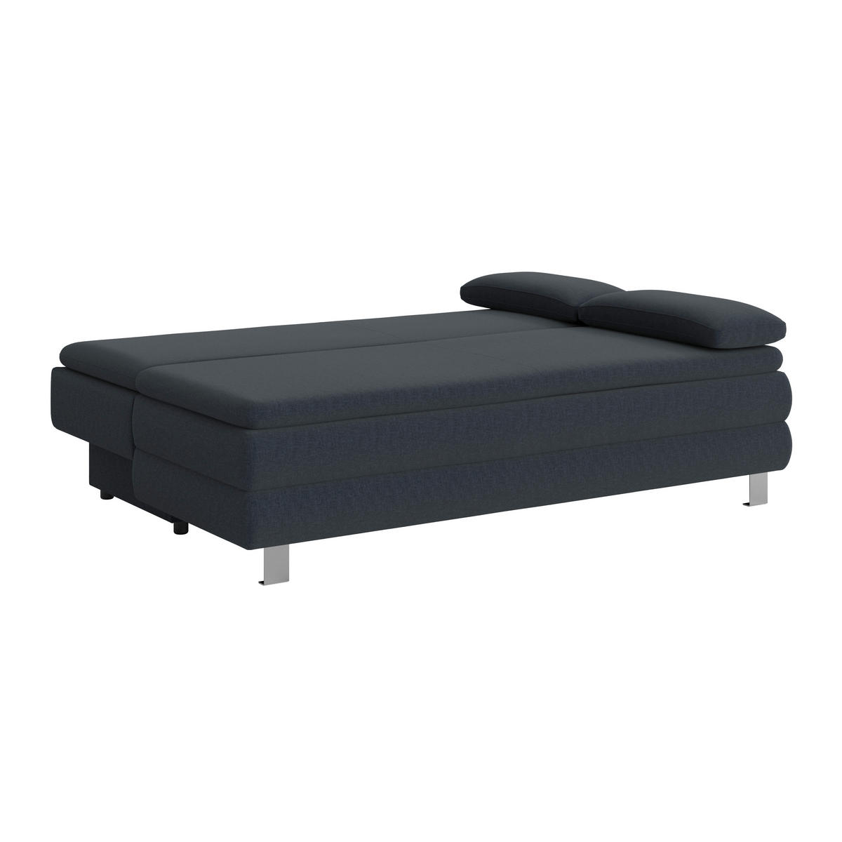 BOXSPRINGSOFA in Flachgewebe Dunkelblau  - Silberfarben/Dunkelblau, Design, Textil/Metall (202/96/105cm) - MID.YOU