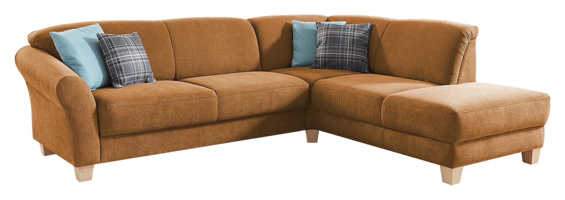 ECKSOFA in Flachgewebe Terracotta - Terracotta/Naturfarben, Konventionell, Holz/Textil (257/212cm) - Sit & More