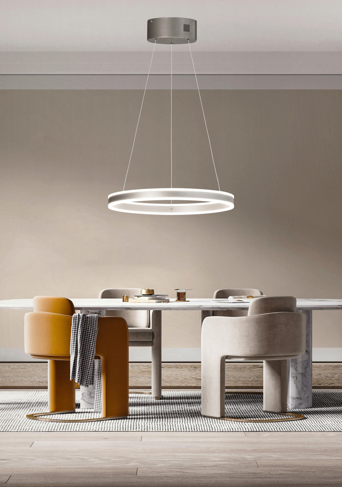 LED-HÄNGELEUCHTE Silvio 50/70-180 cm  - Nickelfarben, Design, Metall (50/70-180cm)