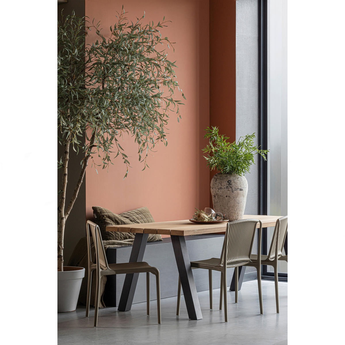 GARTENTISCH 210/81/75 cm Holz, Metall rechteckig  - Schwarz/Naturfarben, MODERN, Holz/Metall (210/81/75cm) - Livetastic