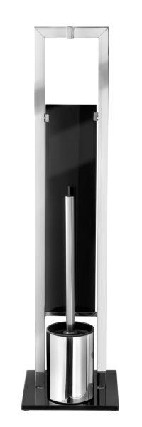 WC-BÜRSTENKOMBINATION - Edelstahlfarben/Schwarz, Basics, Glas/Kunststoff (18/70/23cm) - Wenko