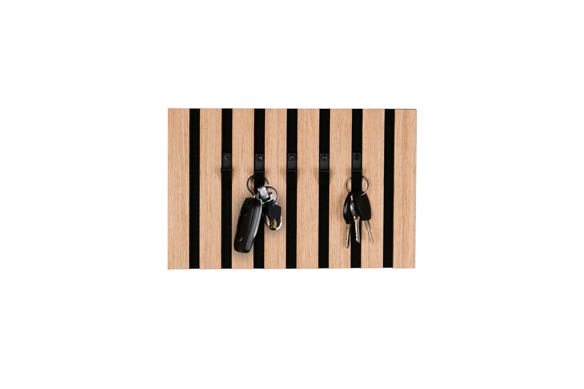 SCHLÜSSELBOARD furniert Schwarz, Eiche Artisan  - Schwarz/Eiche Artisan, MODERN, Holzwerkstoff/Textil (30,6/20/1,7cm)