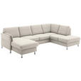 WOHNLANDSCHAFT in Flachgewebe Beige - Chromfarben/Beige, KONVENTIONELL, Textil/Metall (168/305/200cm) - Voleo