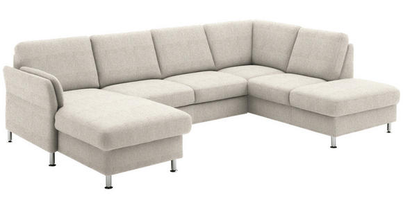 WOHNLANDSCHAFT in Flachgewebe Beige - Chromfarben/Beige, KONVENTIONELL, Textil/Metall (168/305/200cm) - Voleo