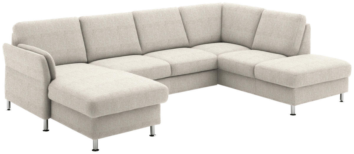 WOHNLANDSCHAFT in Flachgewebe Beige  - Chromfarben/Beige, Konventionell, Textil/Metall (168/305/200cm) - Beldomo System