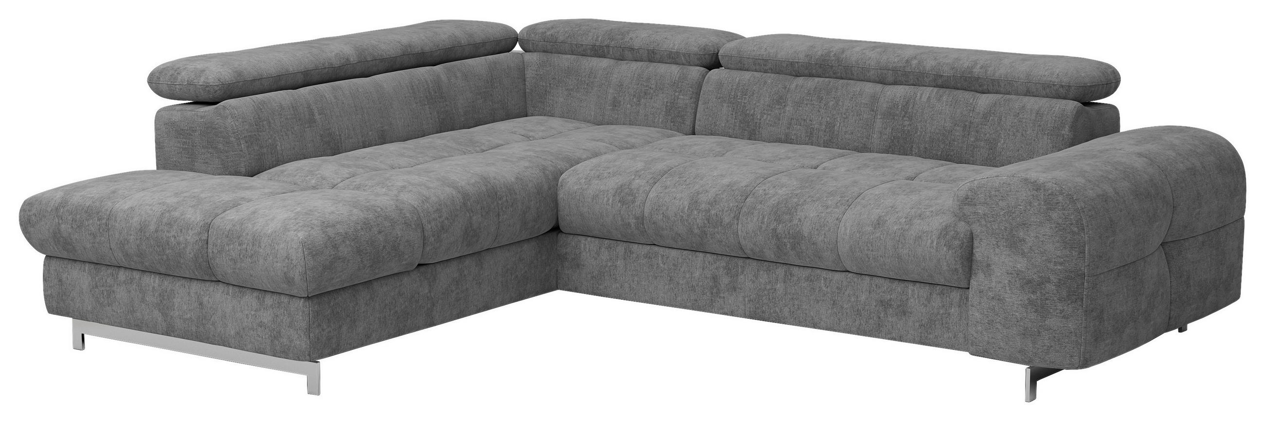 ECKSOFA Grau Mikrofaser  - Chromfarben/Grau, KONVENTIONELL, Textil/Metall (206/257cm) - Livetastic