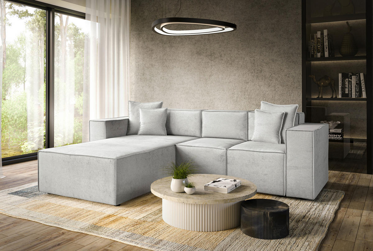 ECKSOFA  Grau Chenille  - Schwarz/Grau, MODERN, Kunststoff/Textil (180/265cm) - Milino