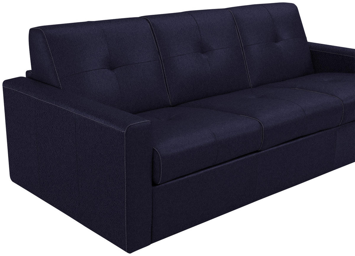SCHLAFSOFA Dunkelblau  - Schwarz/Dunkelblau, Konventionell, Leder/Kunststoff (206/81/96cm) - Novel