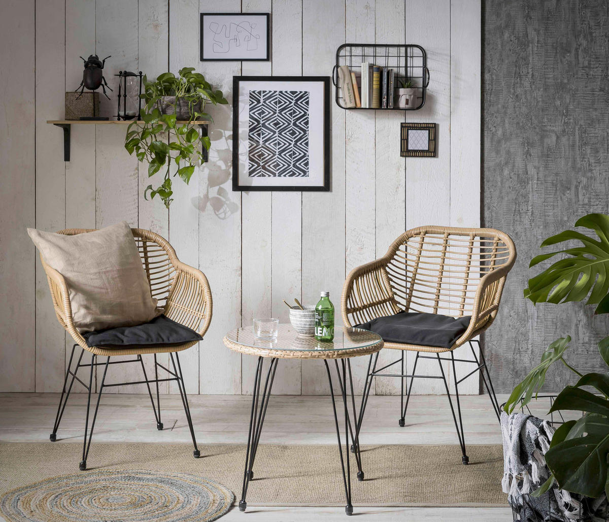 GARTENSET 3-teilig  - Klar/Schwarz, Design, Glas/Kunststoff - Livetastic