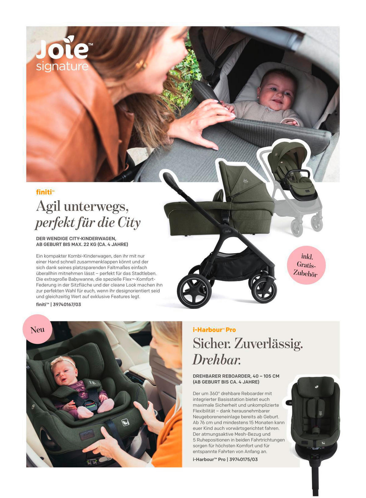 KINDERWAGENSET Finiti 2in1  - Salbeigrün/Schwarz, Basics, Textil/Metall (63/111/93cm) - JOIE SIGNATURE