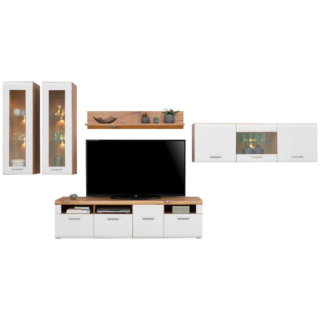 Wohnkombination 5-tlg. Auris, Weiß/eiche Dekor