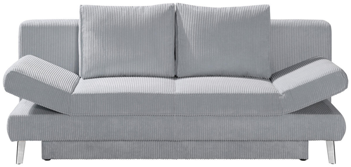 SCHLAFSOFA in Cord Grau  - Chromfarben/Grau, Design, Textil/Metall (200/85/90cm) - Xora