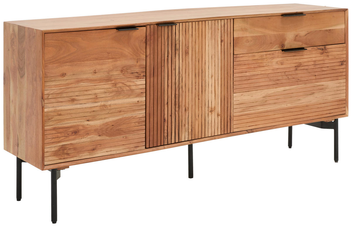 SIDEBOARD Doha  in 180/82/42 cm  - Schwarz/Naturfarben, KONVENTIONELL, Holz/Metall (180/82/42cm) - Livetastic