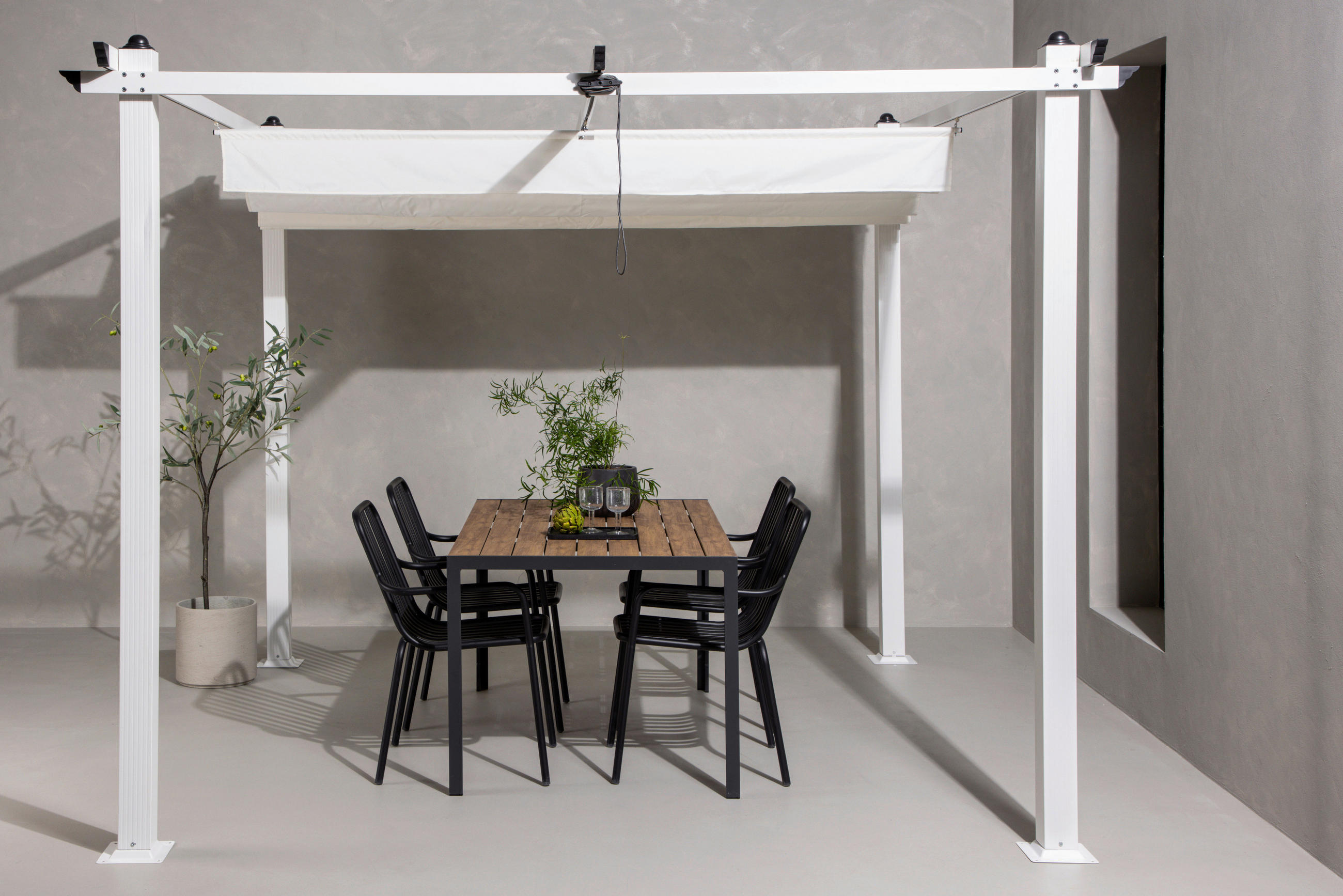 PERGOLA 295/248/295 cm   - Weiß, KONVENTIONELL, Textil/Metall (295/248/295cm) - Gardenson