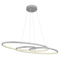 LED-HÄNGELEUCHTE 100/36/120 cm    - Silberfarben/Opal, Design, Kunststoff/Metall (100/36/120cm) - Globo