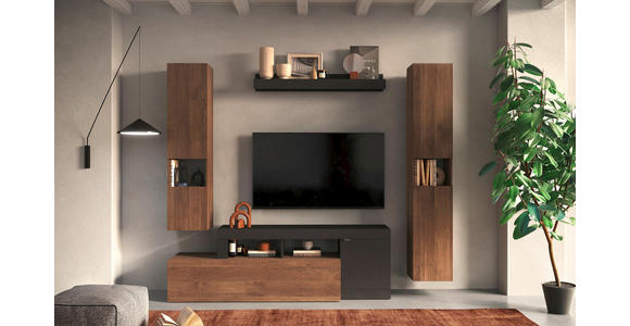 WOHNWAND 4-teilig in Anthrazit, Dunkelbraun 245/195/35 cm - Anthrazit/Dunkelbraun, MODERN, Holzwerkstoff/Metall (245/195/35cm) - Carryhome