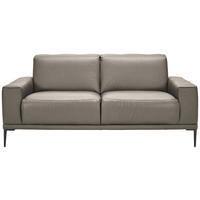 2-SITZER-SOFA Echtleder Graubraun  - Graubraun/Schwarz, Design, Leder/Metall (180/82/92cm) - Johann Jakob