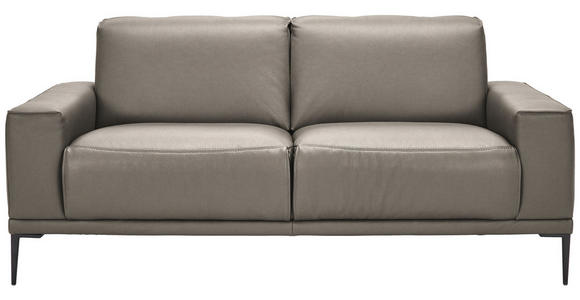 2-SITZER-SOFA  in Echtleder Graubraun   - Graubraun/Schwarz, Design, Leder/Metall (180/82/92cm) - Johann Jakob
