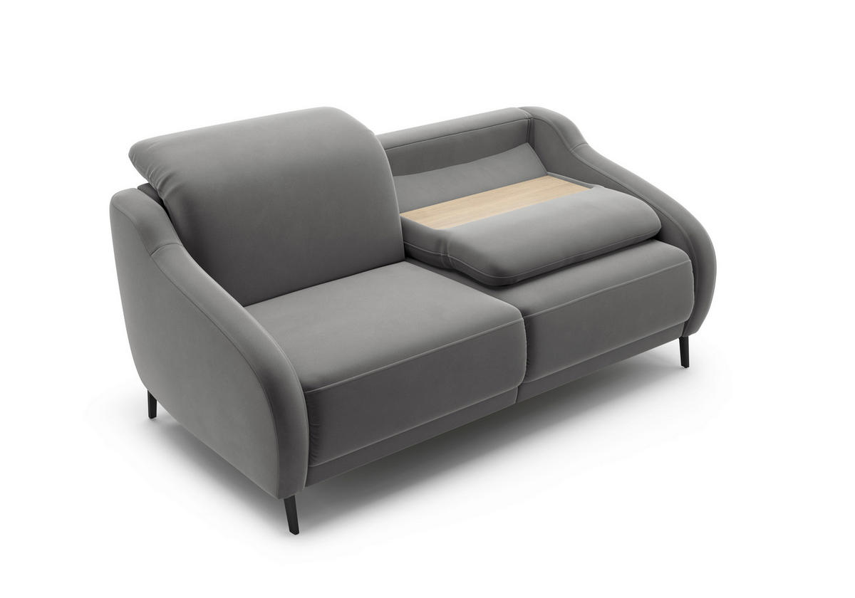3-SITZER-SOFA Samt Grau  - Schwarz/Grau, MODERN, Textil/Metall (192/93/104cm) - Sit & More