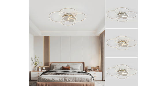 LED-DECKENLEUCHTE 90,5/81/9,5 cm   - Chromfarben/Champagner, Design, Kunststoff/Metall (90,5/81/9,5cm) - Novel