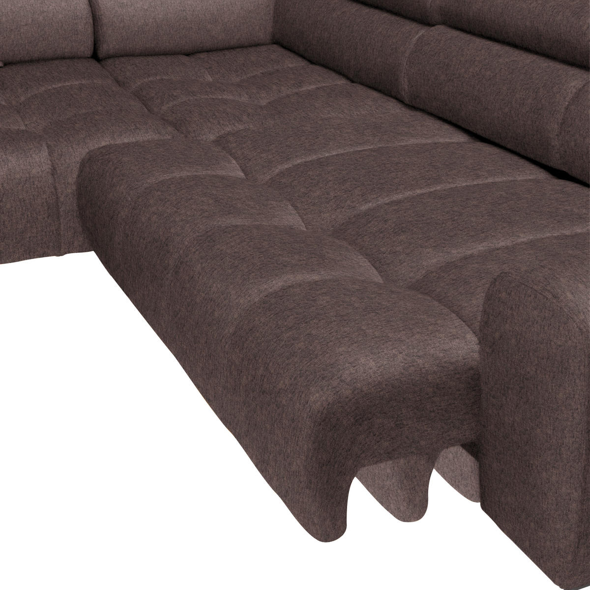 ECKSOFA in Samt, Webstoff Graubraun  - Graubraun/Schwarz, Design, Textil/Metall (177/270cm) - Welnova
