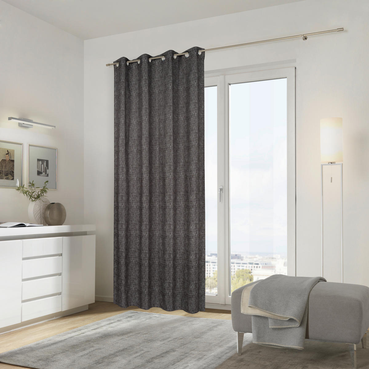 ÖSENSCHAL Gent blickdicht 135/250 cm   - Schwarz, Design, Textil (135/250cm) - Ambiente