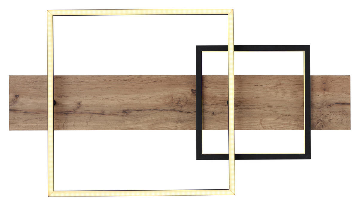 DECKENLEUCHTE 24 W    75/40/10 cm  - Opal/Schwarz, Trend, Holzwerkstoff/Kunststoff (75/40/10cm) - Globo