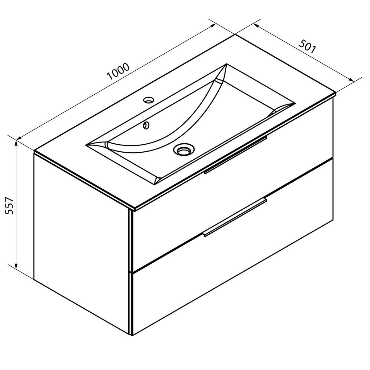 WASCHTISCHKOMBI  - Chromfarben/Eichefarben, Basics, Glas/Holzwerkstoff (100/55,7/50,1cm) - MID.YOU