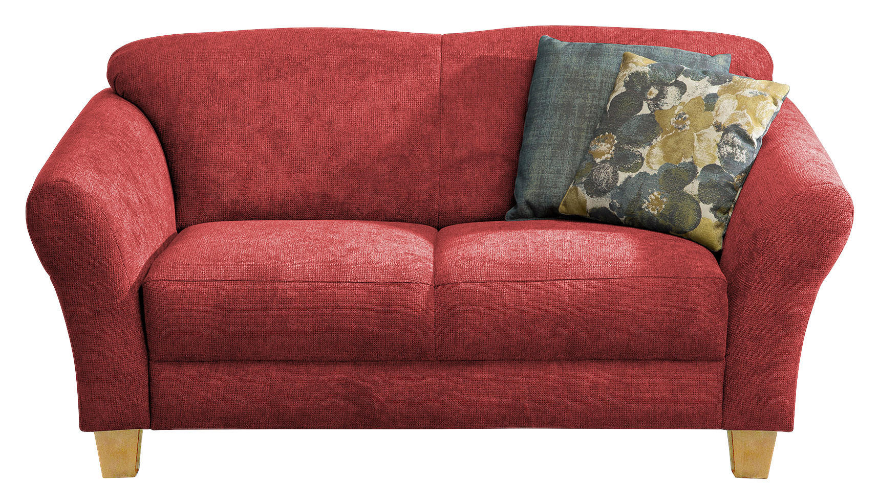 2-SITZER-SOFA in Flachgewebe Rot  - Rot/Naturfarben, Konventionell, Holz/Textil (163/84/89cm) - Sit & More