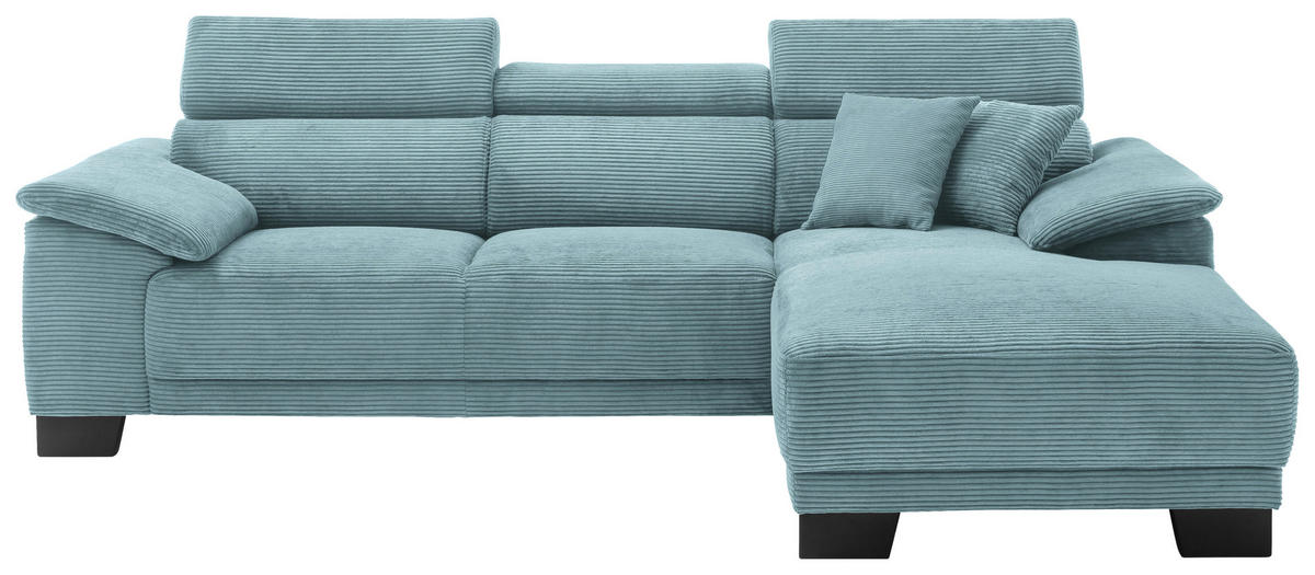 ECKSOFA in Cord Hellblau  - Schwarz/Hellblau, Design, Holz/Textil (270/174cm) - Pure Home Lifestyle