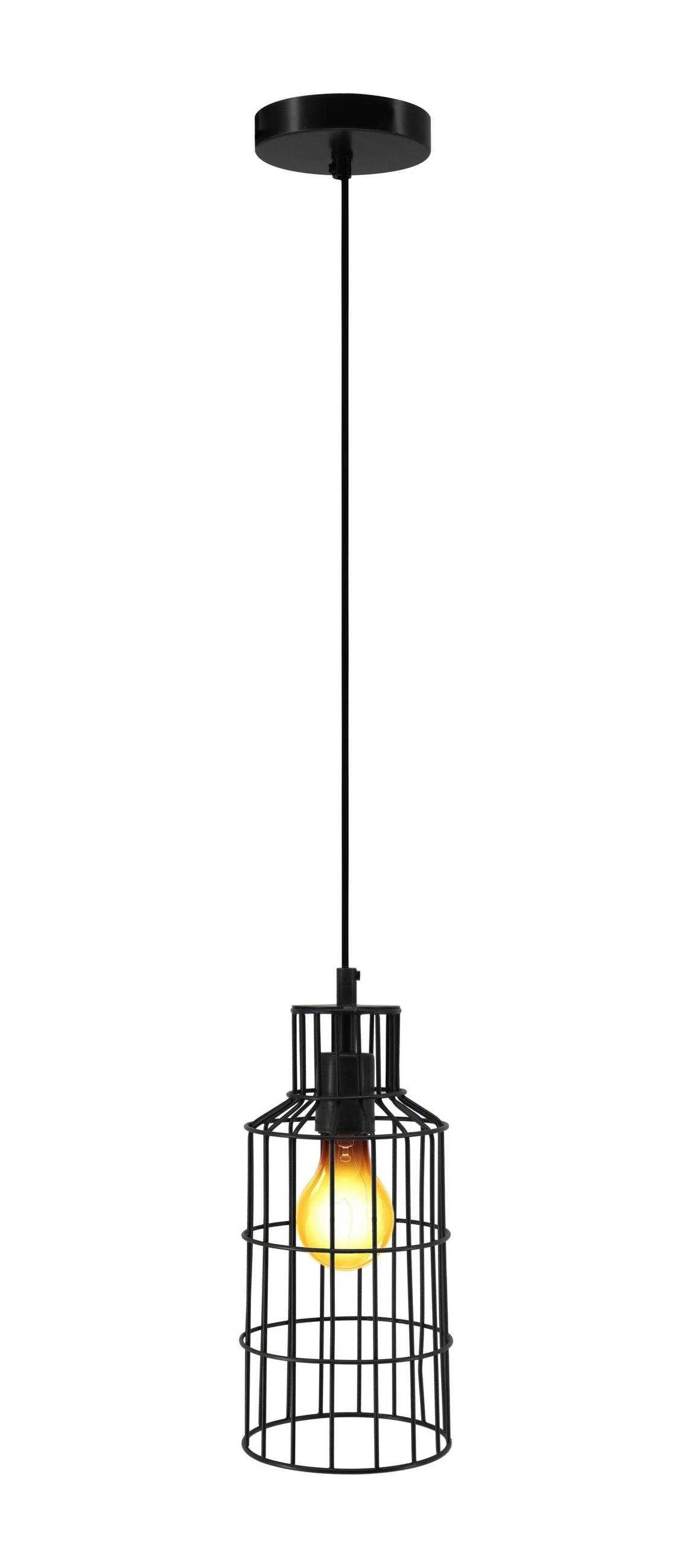 HÄNGELEUCHTE 15/15/34 cm   - Schwarz, Trend, Metall (15/15/34cm) - Kayoom