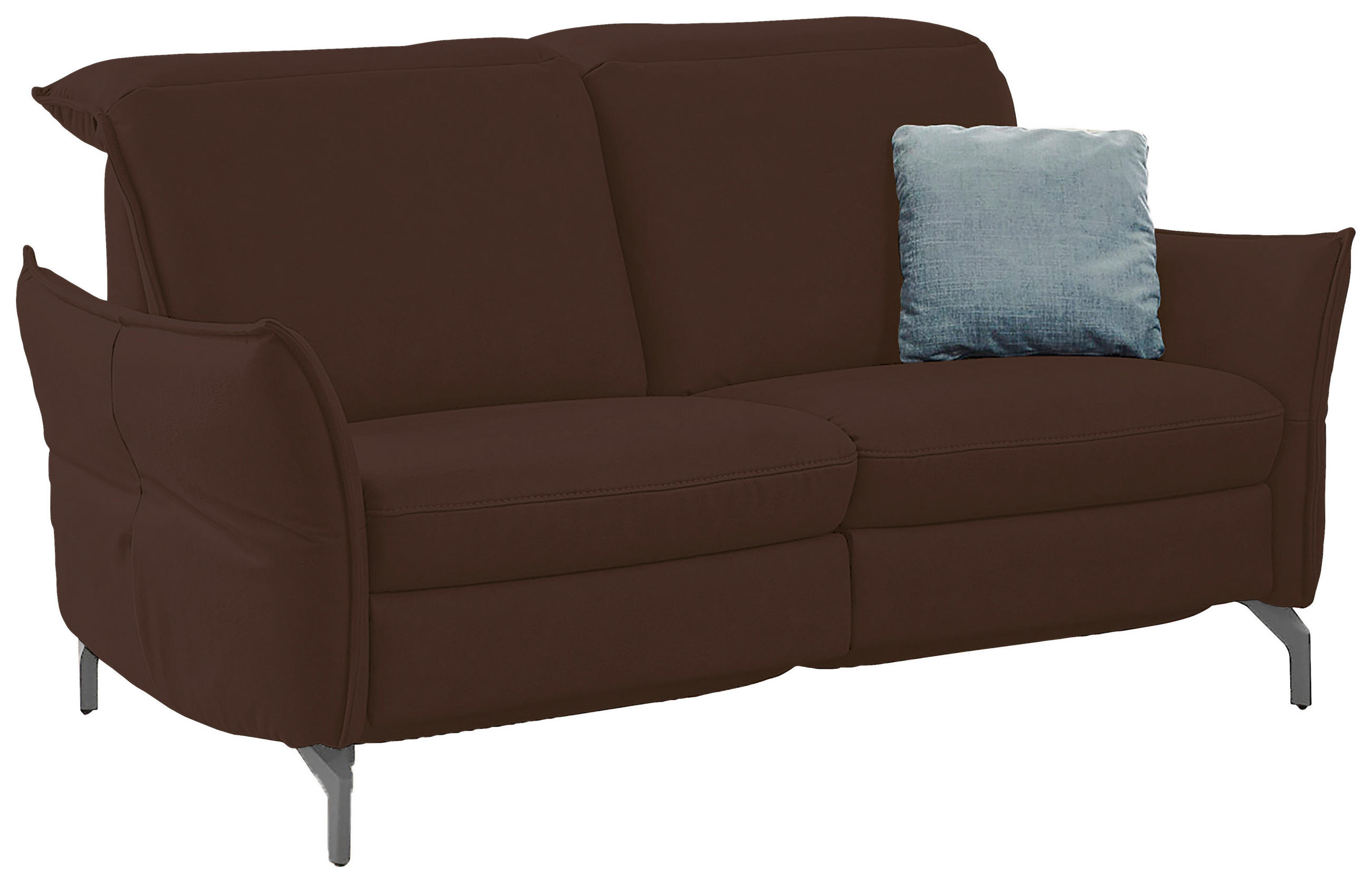 2-SITZER-SOFA in Lederlook (vegan) Dunkelbraun  - Dunkelbraun/Nickelfarben, MODERN, Textil/Metall (154/89/109cm) - Livetastic