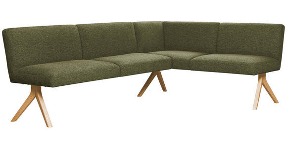 ECKBANK 238/172 cm Webstoff Grün Eiche vollmassiv   - Eichefarben/Grün, KONVENTIONELL, Holz/Textil (238/172cm) - Linea Natura