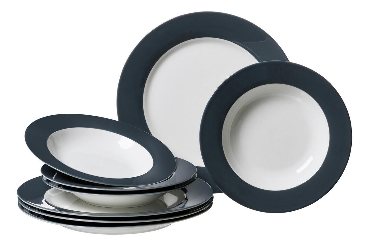 TAFELSERVICE 8-teilig  - Anthrazit, Basics, Keramik (34/34/21cm) - Ritzenhoff Breker