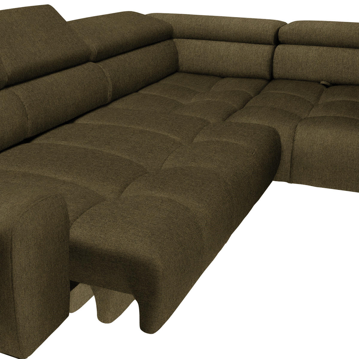ECKSOFA in Webstoff Olivgrün  - Currygelb/Schwarz, Design, Textil/Metall (300/216cm) - Welnova