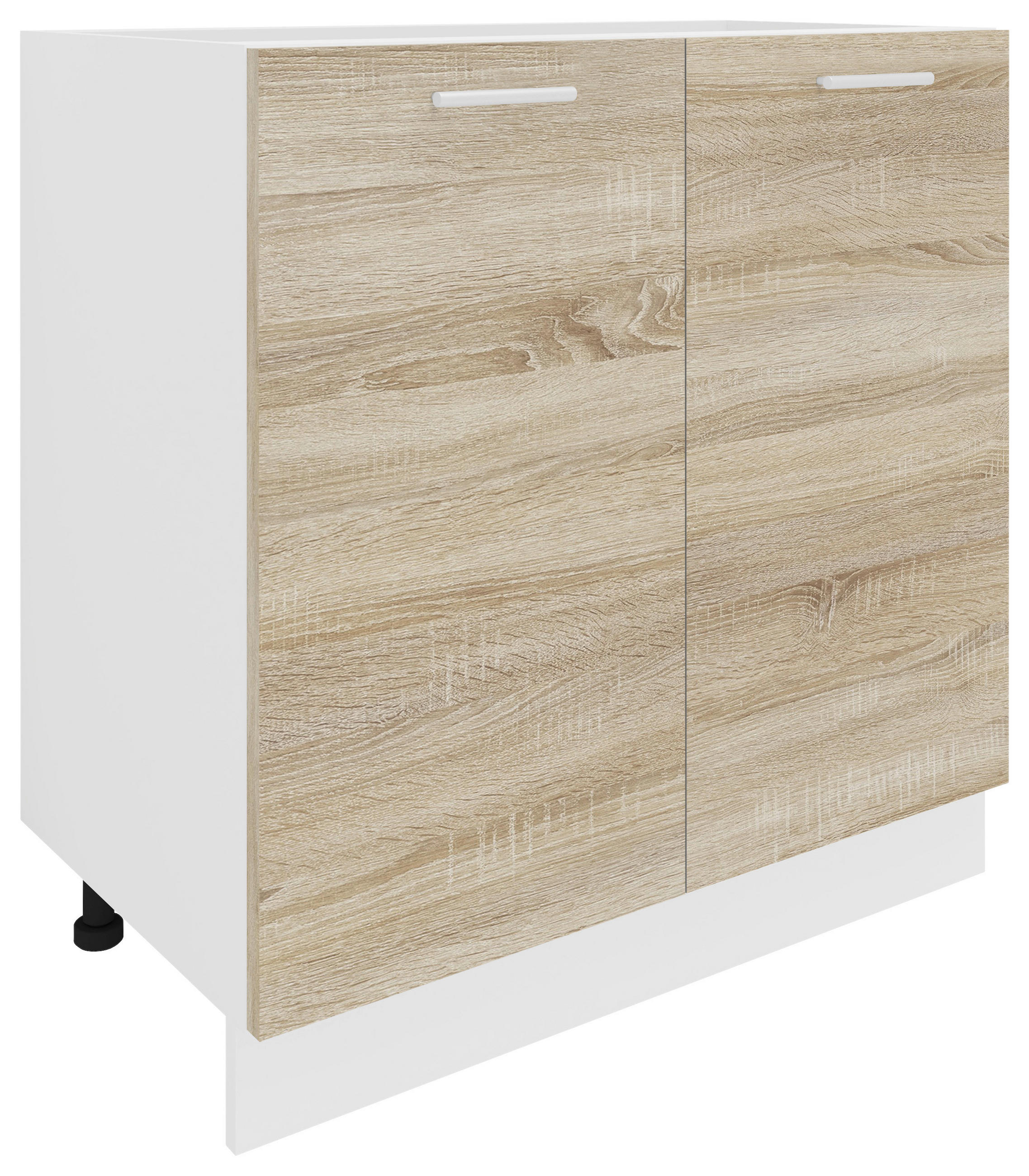 KÜCHENUNTERSCHRANK 80/82/46 cm  in Weiß, Sonoma Eiche  - Alufarben/Weiß, KONVENTIONELL, Holzwerkstoff/Metall (80/82/46cm) - MID.YOU