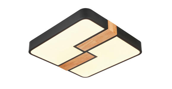 LED-DECKENLEUCHTE 40/40/5,5 cm   - Eichefarben/Schwarz, Basics, Holz/Kunststoff (40/40/5,5cm) - Novel