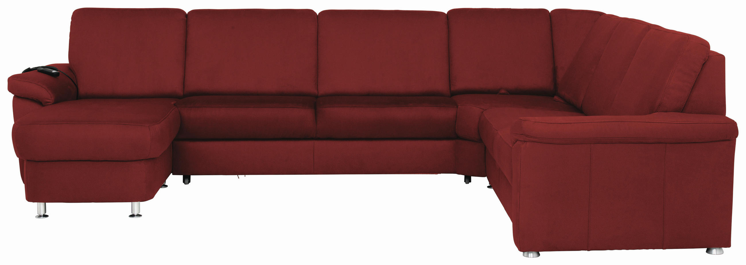 WOHNLANDSCHAFT Rot Flachgewebe  - Chromfarben/Rot, KONVENTIONELL, Textil/Metall (163/336/240cm) - Beldomo System