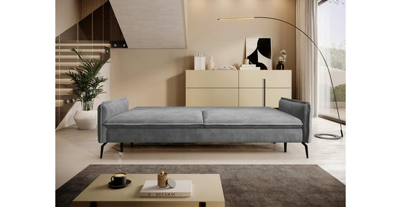 SCHLAFSOFA Chenille Dunkelgrau Rückenkissen, Bettkasten, Schlaffunktion, Rücken echt, Liegefläche im Originalstoff  - Dunkelgrau/Schwarz, KONVENTIONELL, Textil/Metall (223/89/107cm) - Carryhome