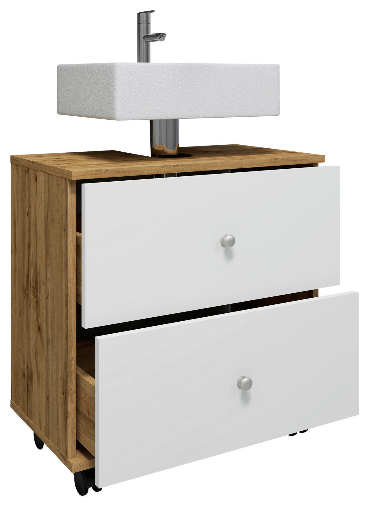 TVÄTTSTÄLLSUNDERSKÅP 60/61/33 cm  - vit/honungsek, Modern, trämaterial/plast (60/61/33cm) - MID.YOU