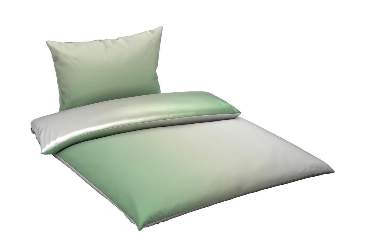 BETTWÄSCHE KALIO Satin 140/200 cm  - Weiß/Grün, KONVENTIONELL, Textil (140/200cm) - Esposa