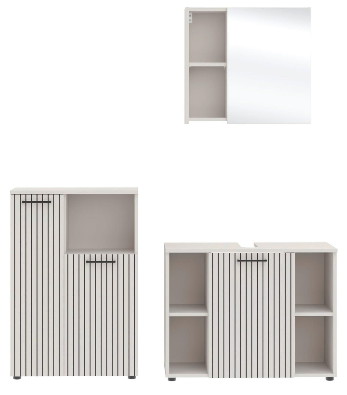 Baie 3 piese, 155 cm - cașmir/negru, Trend, sticlă/metal (155cm) - Respekta